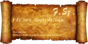 Fábri Szofrónia névjegykártya